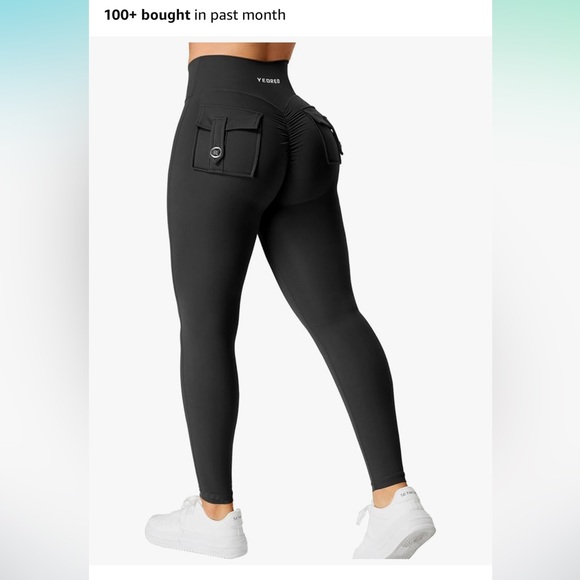 Black High-Waisted Leggings with Pockets - Picture 1 of 7